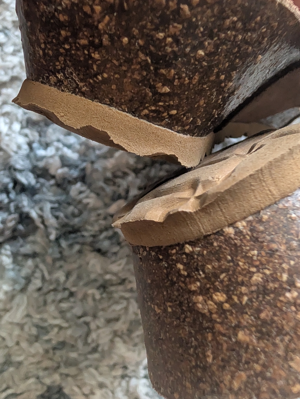 Brown Suede Slide Sandals with Gold Buckle - Picture 12 of 17